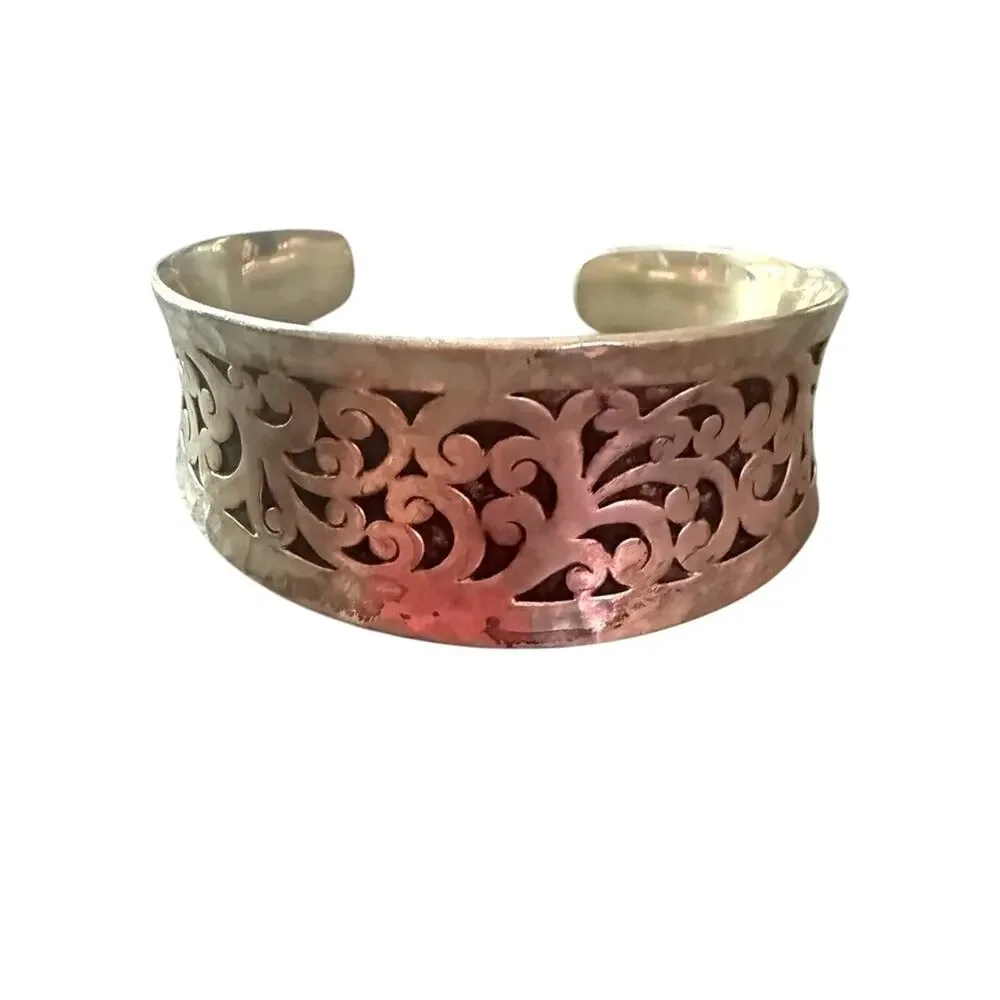 Lois Hill 925 Sterling Silver Scroll Cuff Bracelet